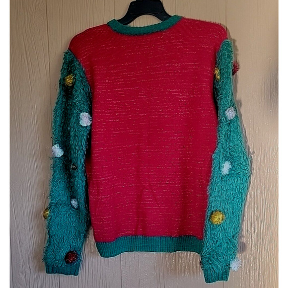 Kohl's Ugly Christmas Sweater 33 Degrees sz S Red & Green Bells Pom Poms - Picture 5 of 9